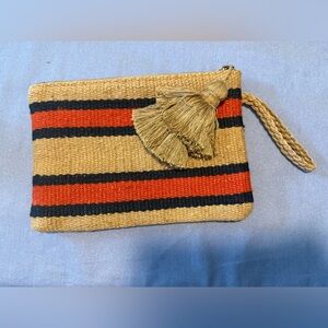J. Jill Striped Woven Clutch with Tassel